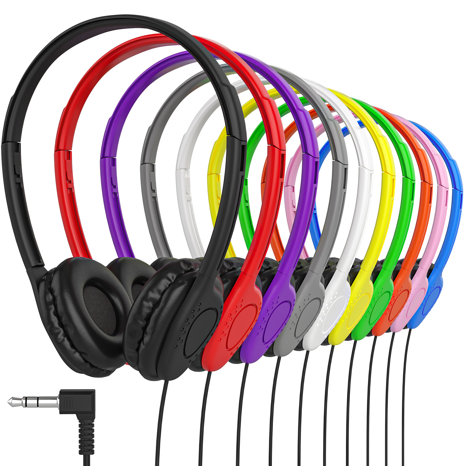 Bulk Leather Headphones For School Classroom Students Kids Wholesale 3.5mm