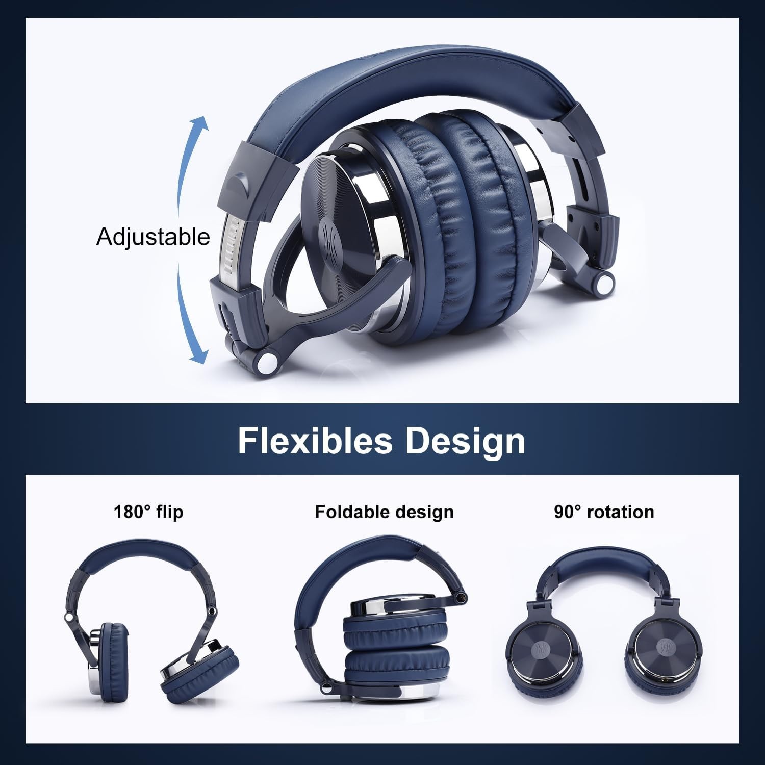 Studio Monitor Headphones 50mm Neodymium Drivers – Dark Blue