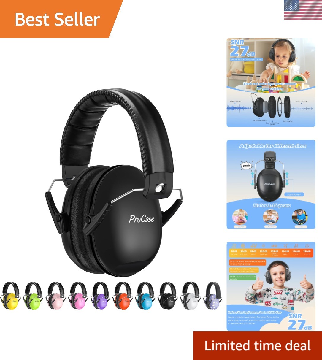 Noise Cancelling Headphones for Kids/Toddlers SNR 27dB Ear Muffs | Hearing Pr…