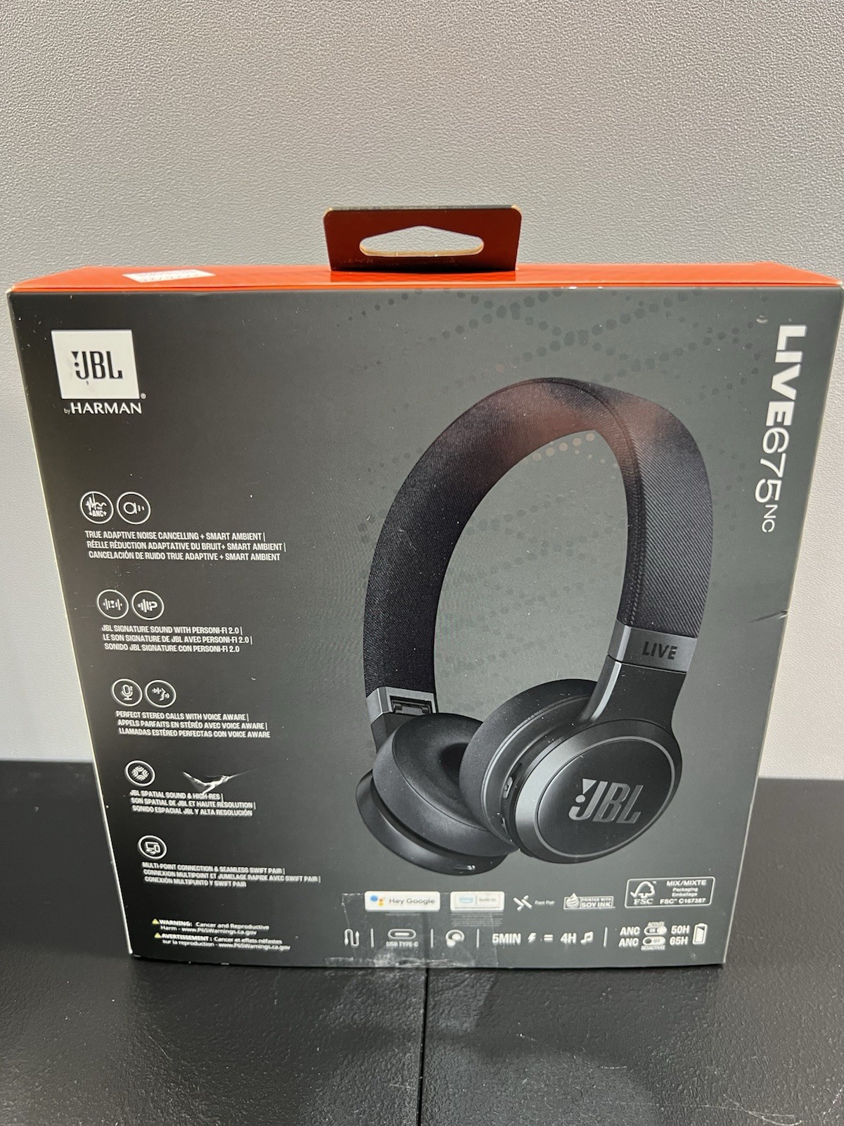 JBL Live 675NC Wireless True Adaptive Noise-Cancelling On-Ear Headphones