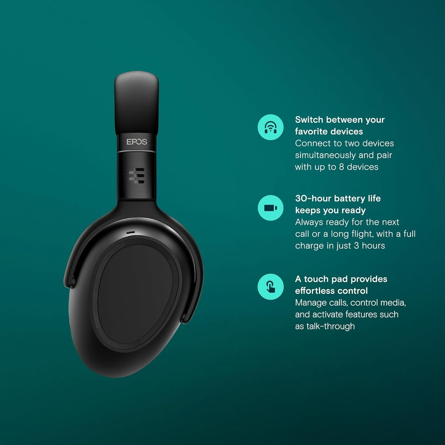 EPOS Adapt 660 USB-C (1001373) Premium Wireless ANC Headset with EPOS BrainAdapt