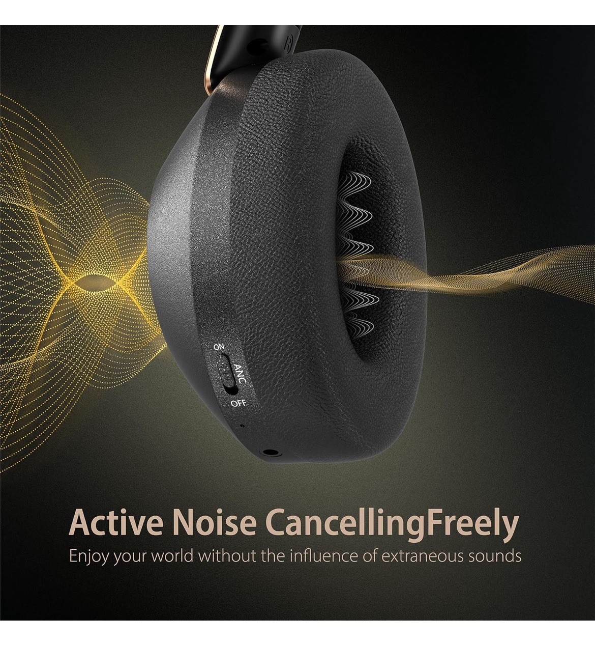Active Noise Cancelling Headphones, 100H Playtime Headphones Wireless Bluetooth,