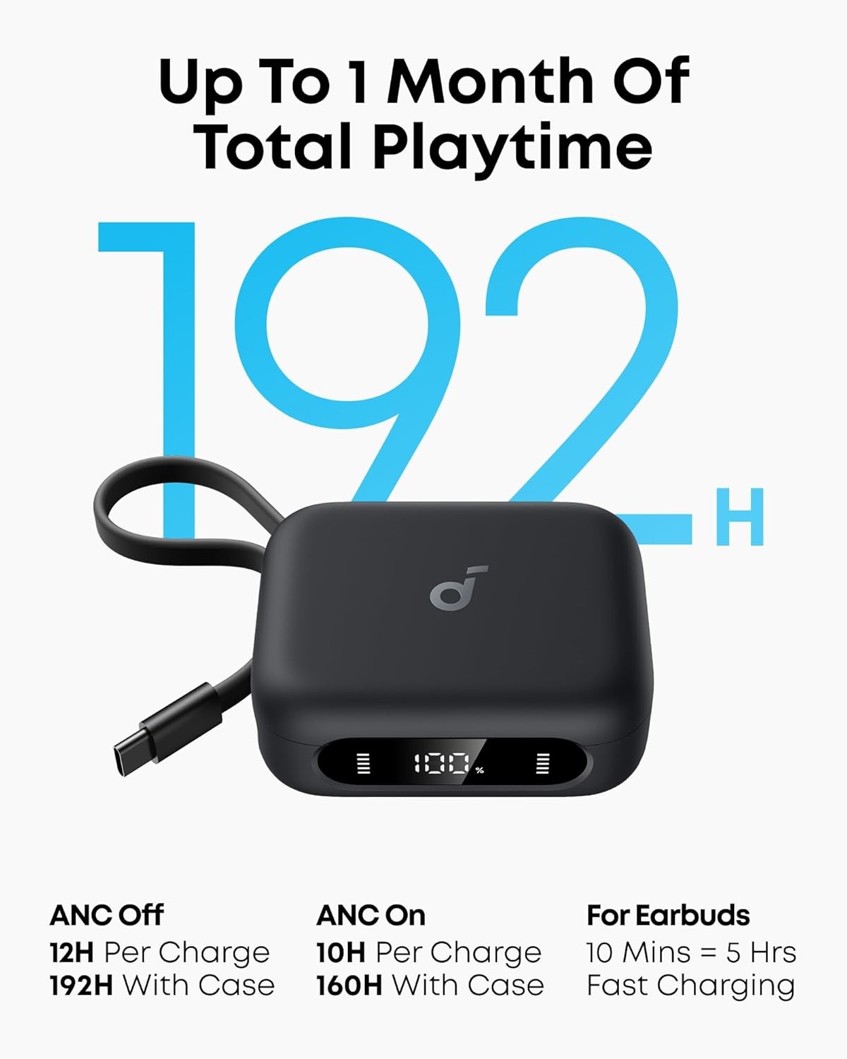 Soundcore P41i by Anker, Adaptive Noise Cancelling Earbuds with Portable Charger