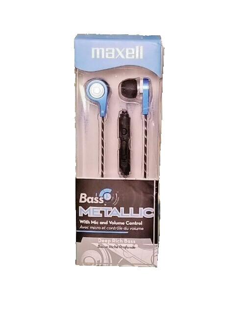 Maxell Bass 13 Black And Blue Metallic Earbuds With Microphone (G2)