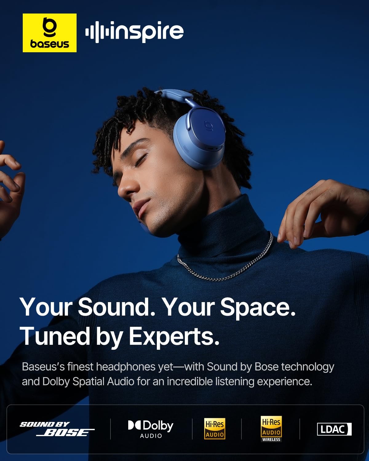 Baseus Inspire XH1 Adaptive Active Noise Cancelling Headphones, Sound by Bose,