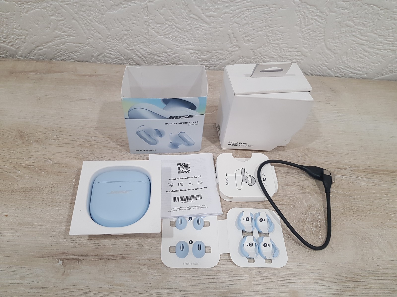 Bose QuietComfort Ultra Wireless Noise Cancelling In-Ear Earbuds Moonstone Blue