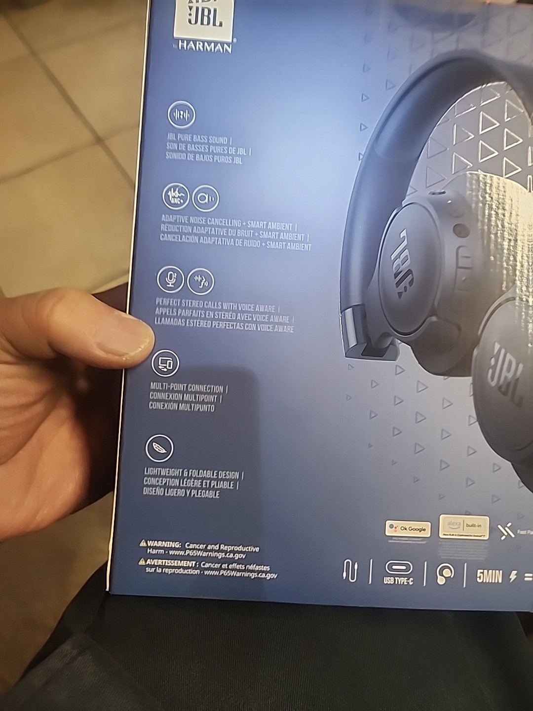 JBL Tune 770NC Adaptive Noise Cancelling Wireless Over-Ear Headphone – Blue