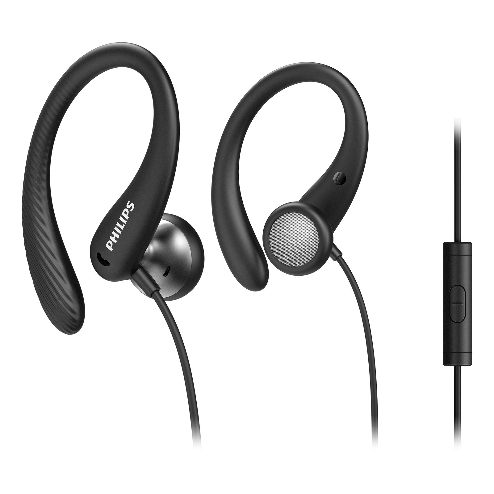 Philips Headphones TAA1105BK Sports Wired Earbuds For Phone w/Ear Hook & Mic