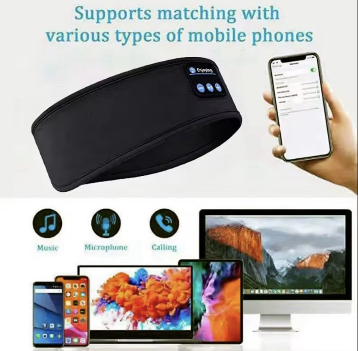 Bluetooth Speakers Sleep Headphones Music Eye Mask & Sports