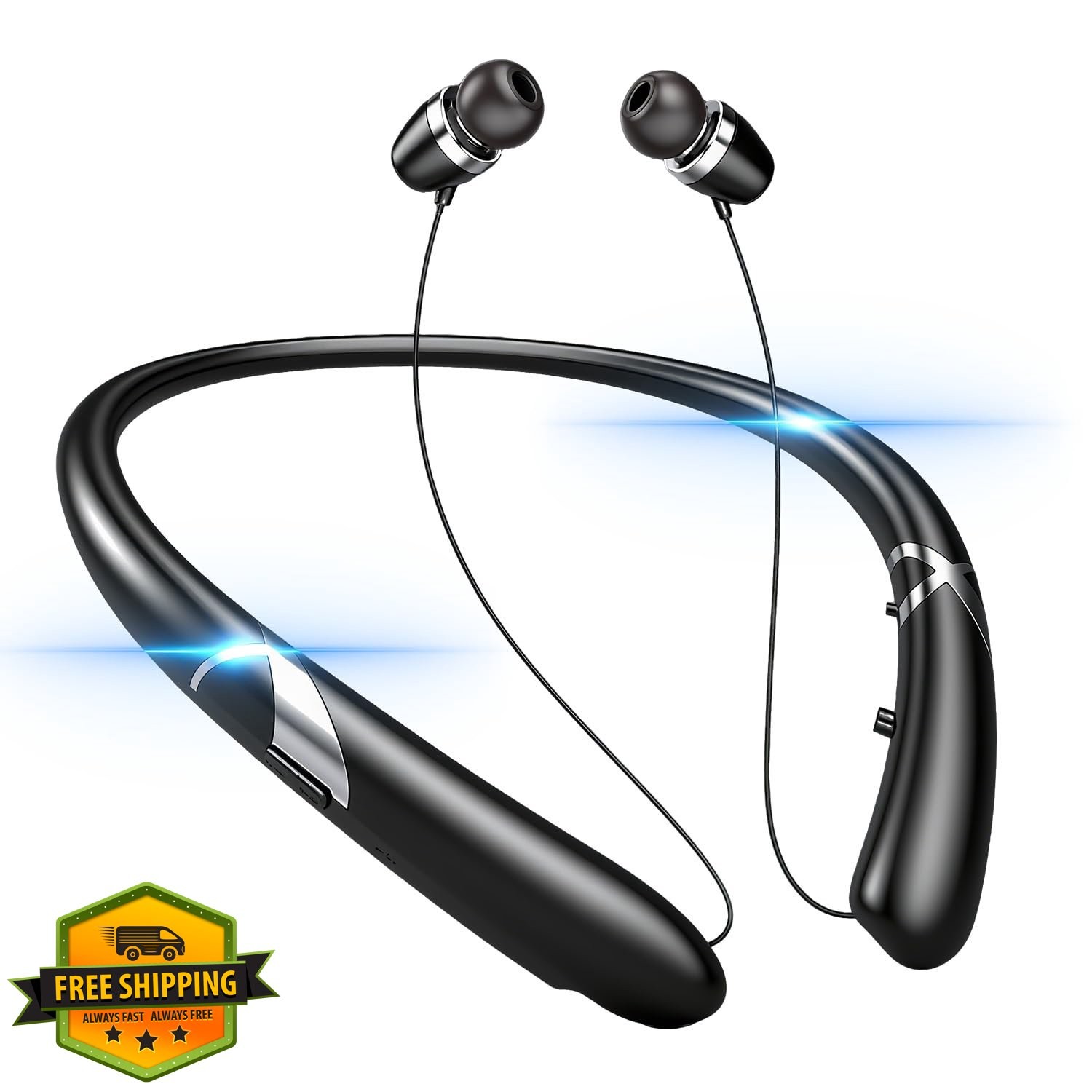 Finpola Neckband Bluetooth Headphones Obsidian Black