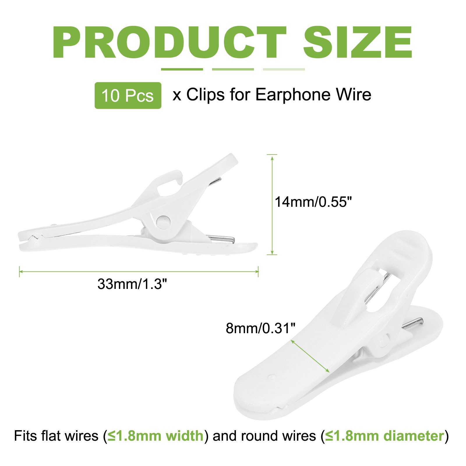 10 Pcs Headphone Wire Clip 1.3″x0.31″x0.55″ White