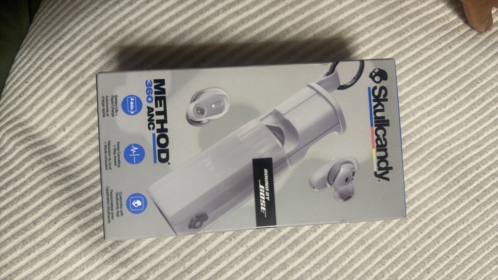 Skullcandy Method 360 ANC Wireless Bluetooth Earbuds Rapid Charge Clip Case Gray