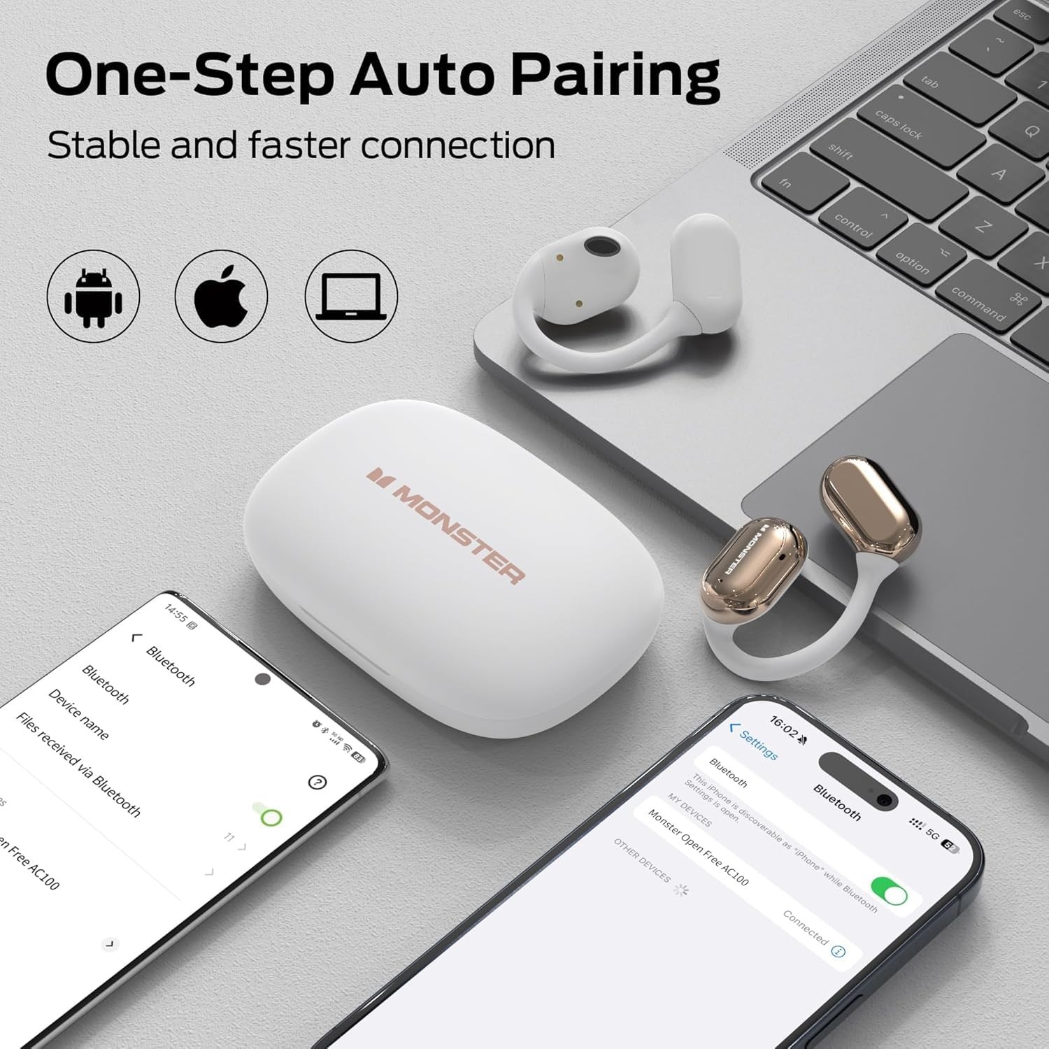 Open Free AC100 Open Ear Bluetooth 5.3 Headphones, Wireless Earbuds with Earh…