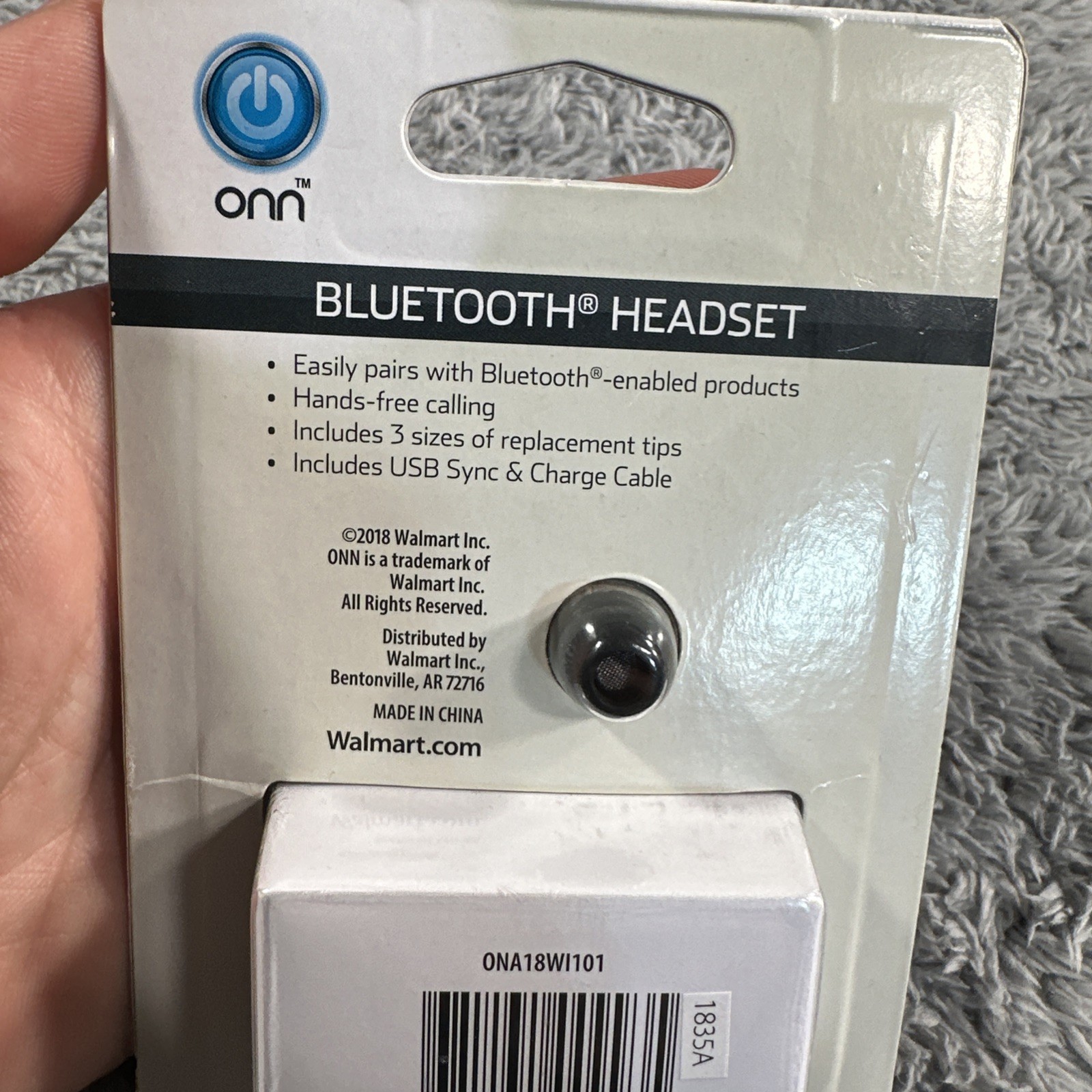 Onn Bluetooth Headset Black New In Package Hands Free Calling Phone