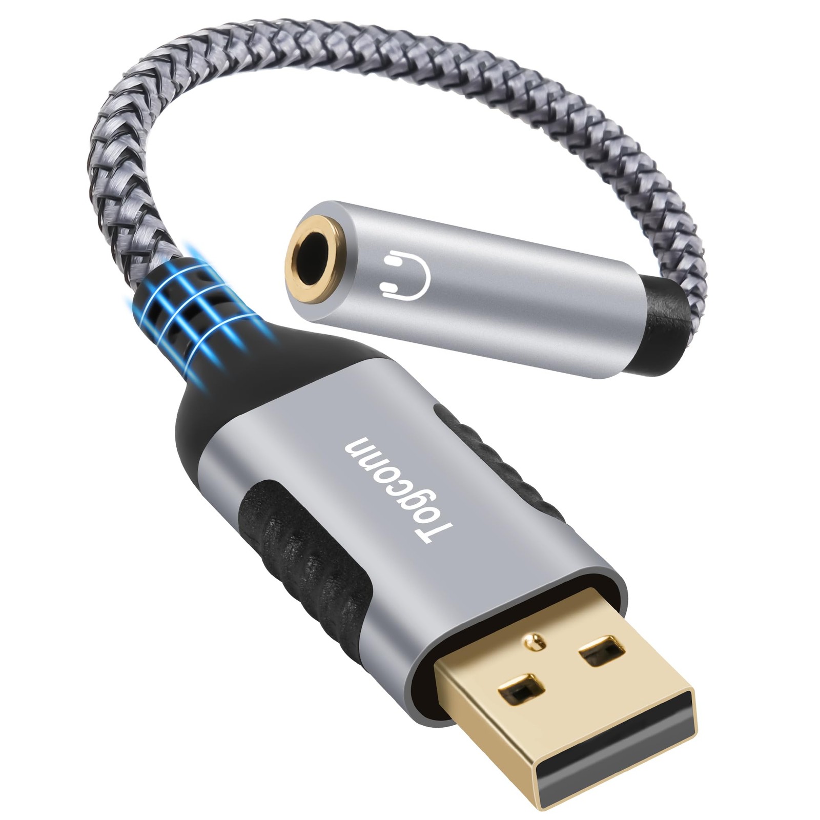 USB 3.0 Male to 3.5mm TRRS 4-Pole Female Headphone Jack Adapter, USB-A to Aux Au