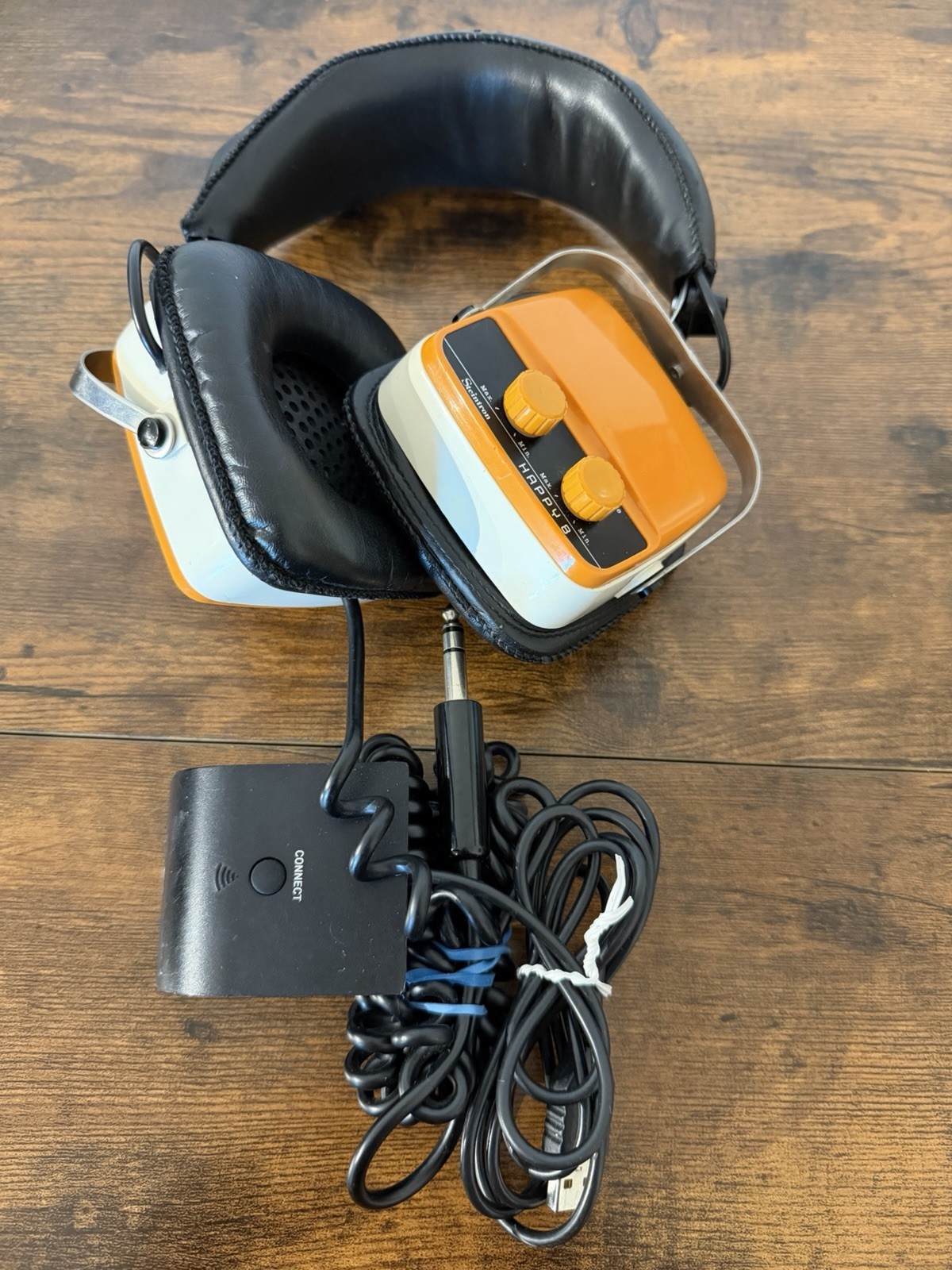Vintage Steintron Happy 8 Stereo Headphones Orange Retro 6.35mm
