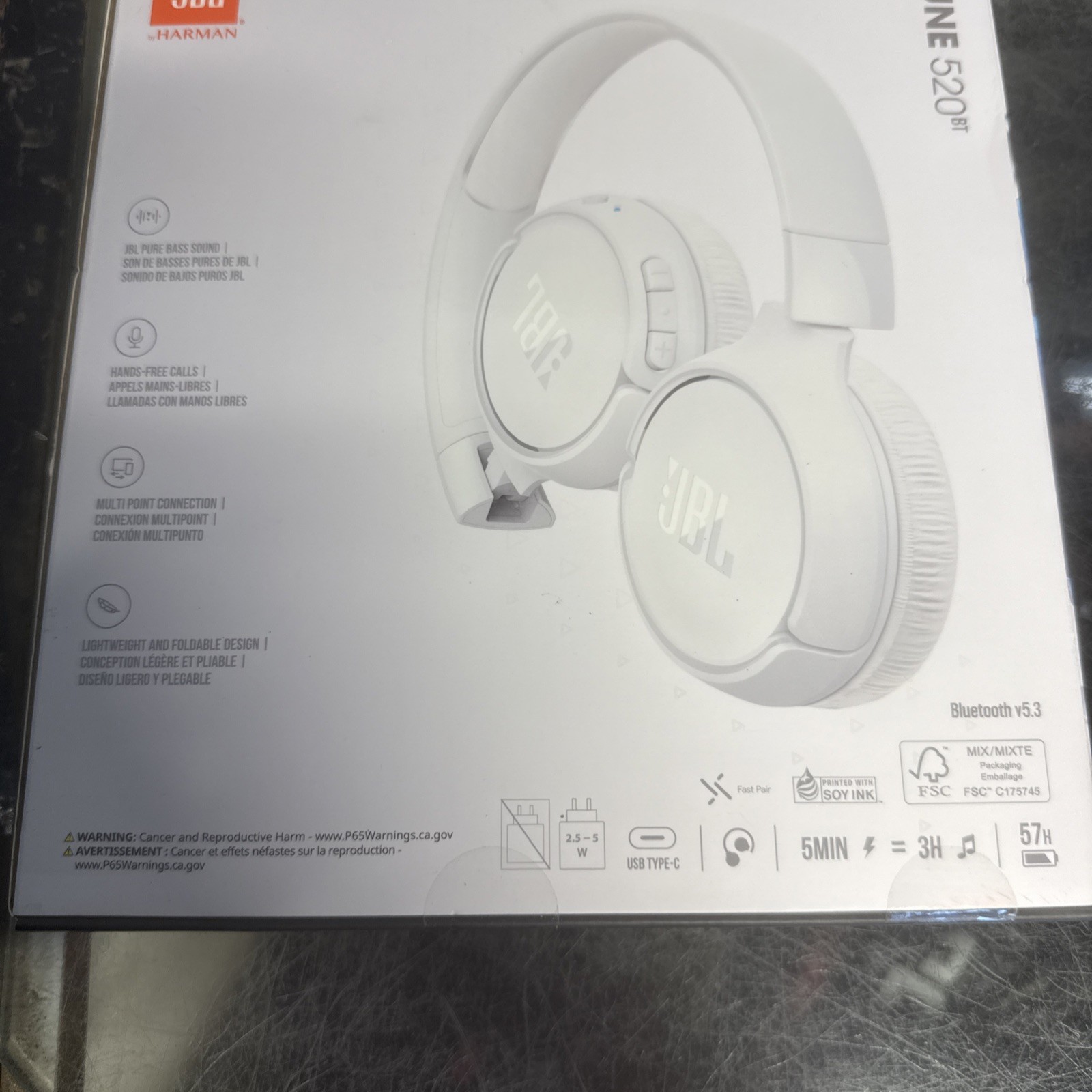 JBL Tune 520BT, Wireless on-ear headphones 520 BT white free shipping