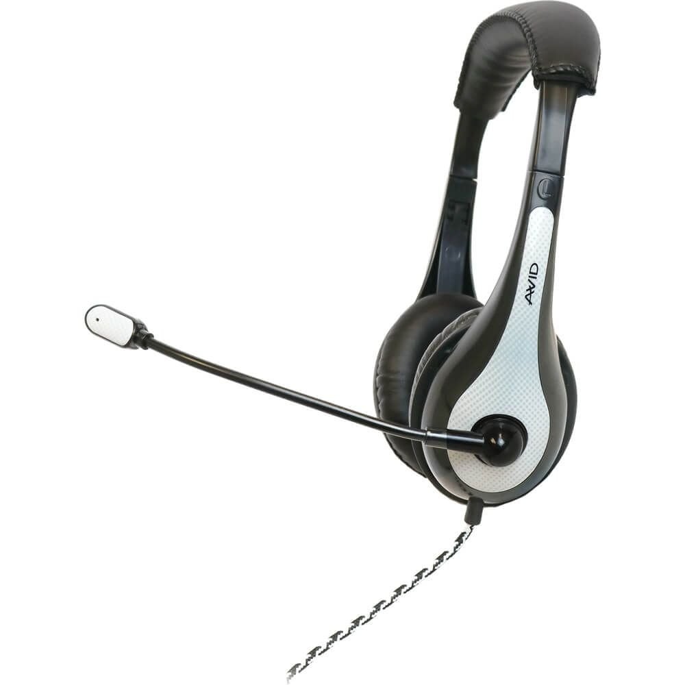 Avid AE-36 White On-Ear Stereo Headphones with Boom Microphone