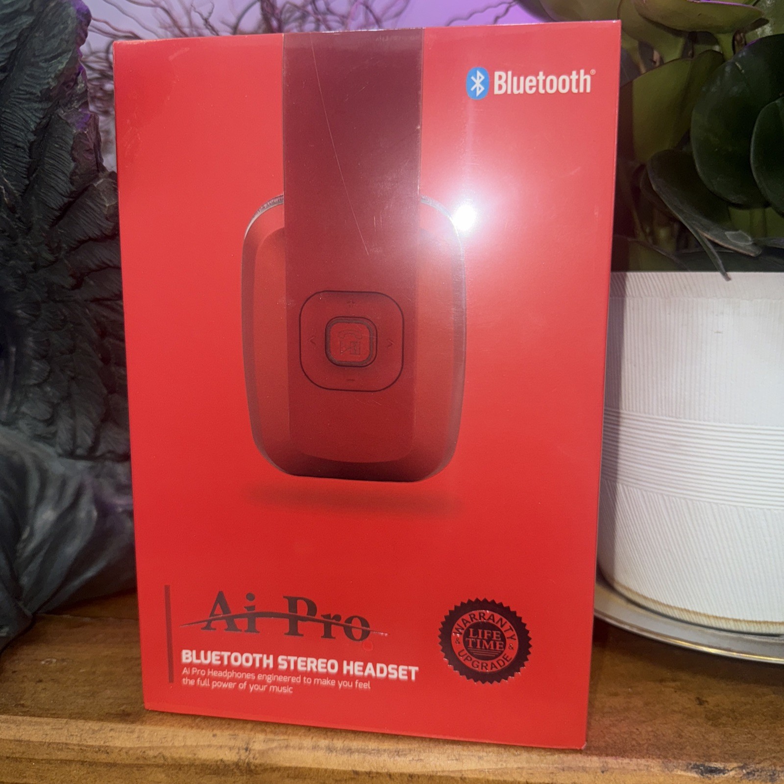 AiPro-200 Plus Dual Bluetooth Stereo Headphones Red Wireless Headset Premium