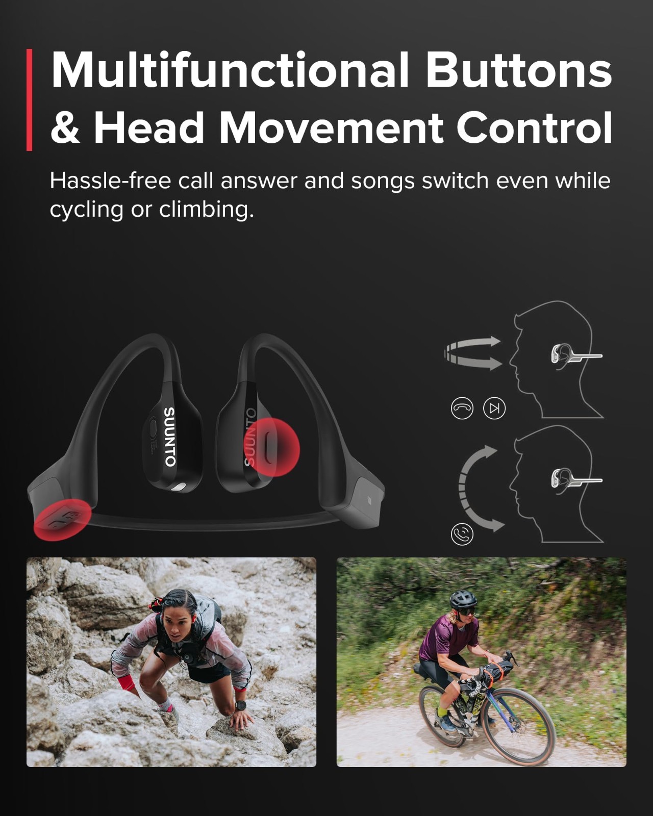 Suunto Wing Bone Conduction Headphones Bluetooth Open-Ear SS050942000