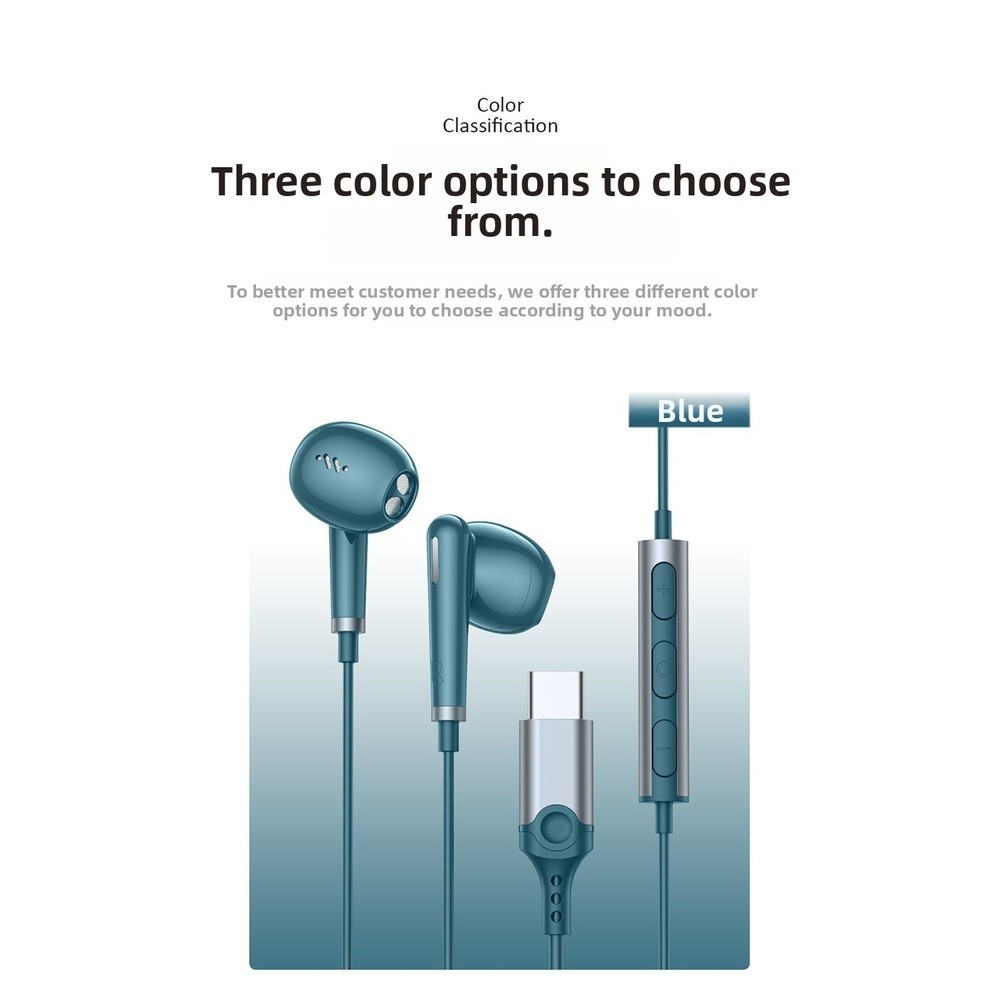 Type C and 3.5mm Wired In-Ear Earbuds with Mic 12mm Driver HiFi Audio Quality