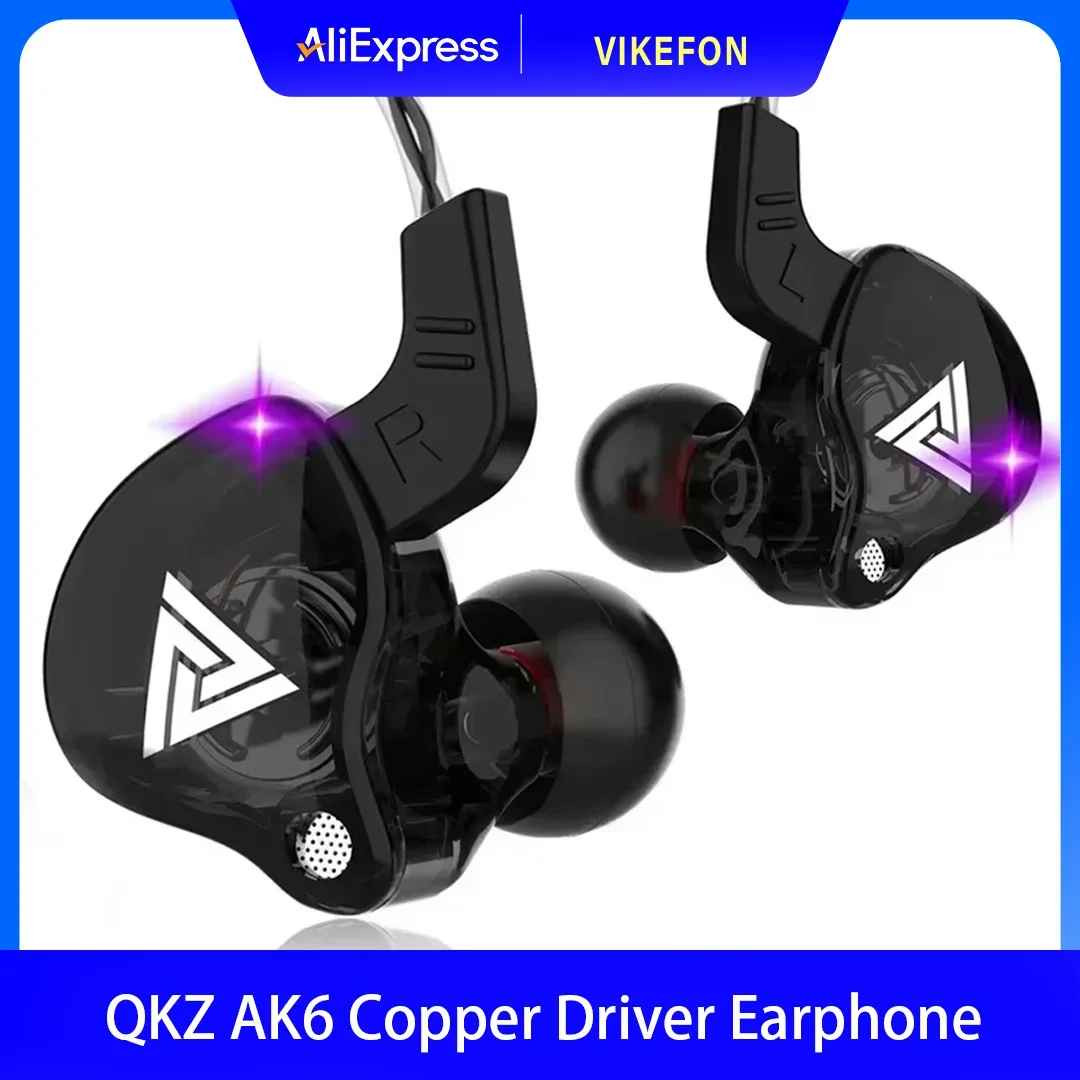 QKZ AK6 Wired In-Ear Earphones 3.5mm HiFi Bass Stereo Headset Mic