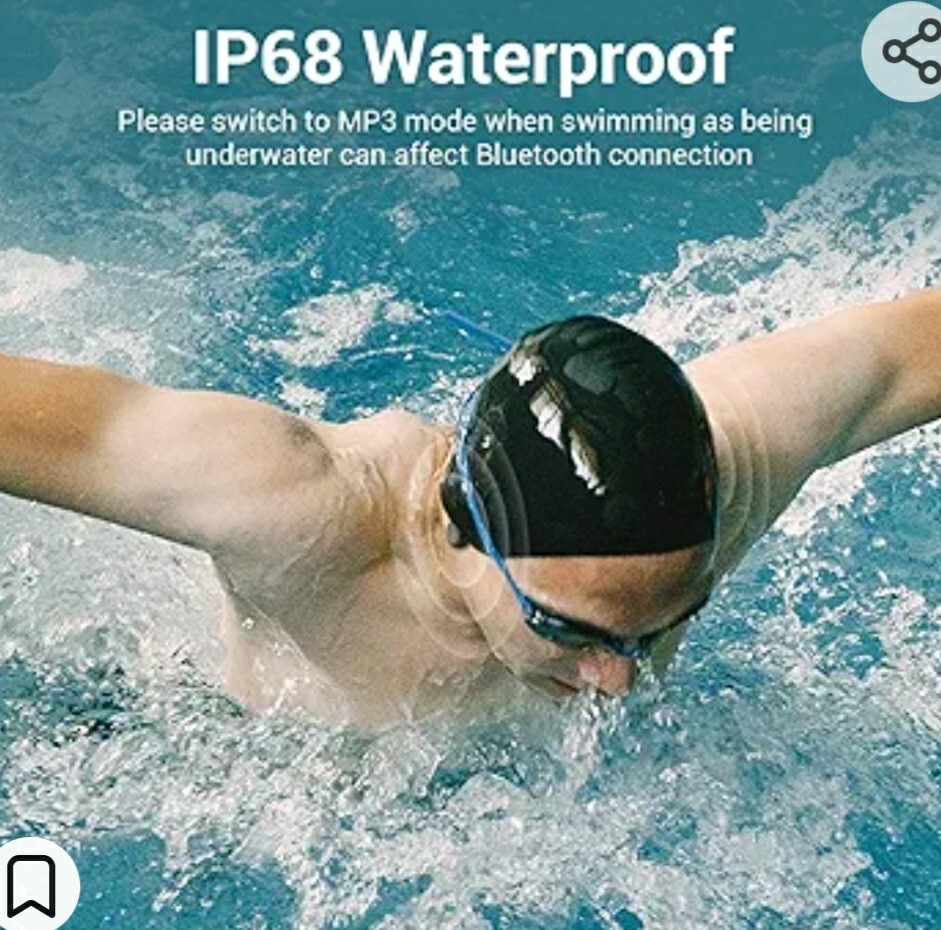 Bone Conduction Headphones, Wireless Bluetooth 5.3 Swimming IP68 Professional