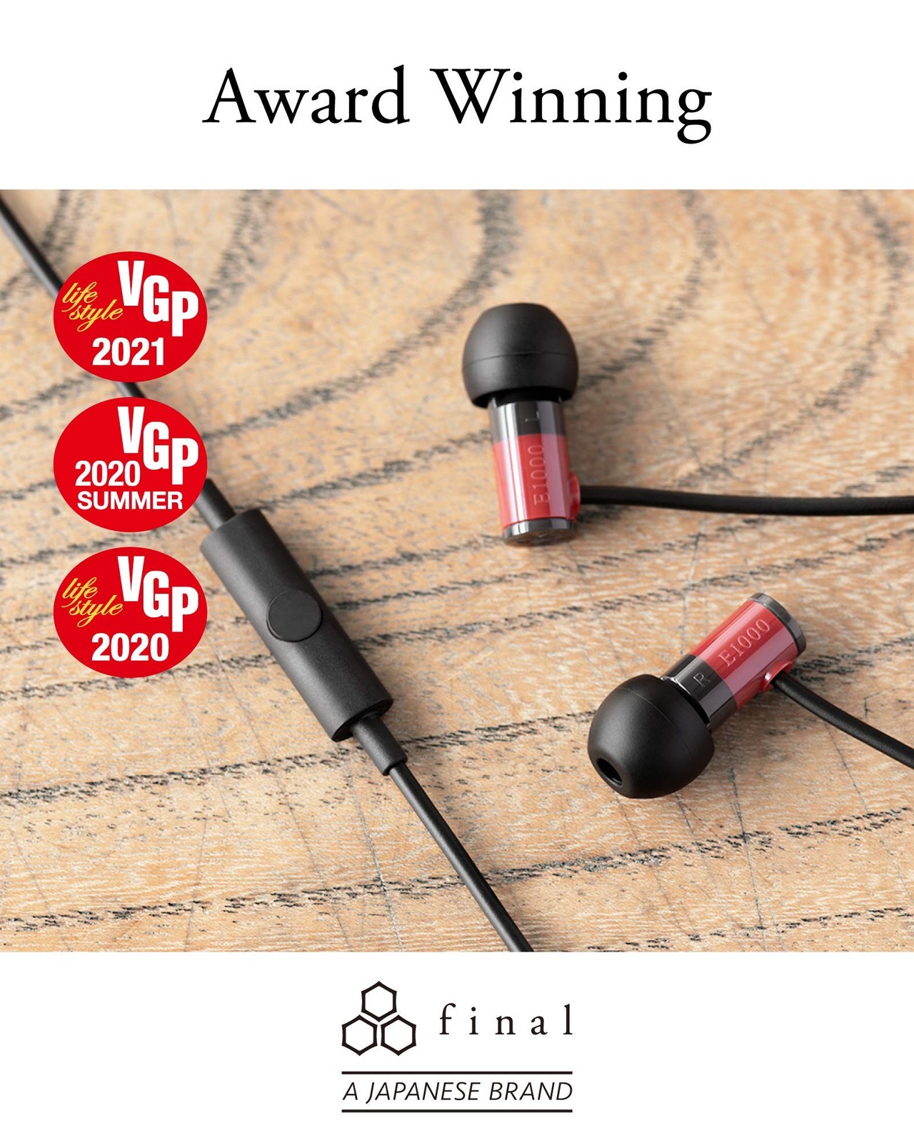 Final Audio E1000C In Ear Headphones with Microphone Dynamic Drivers Black