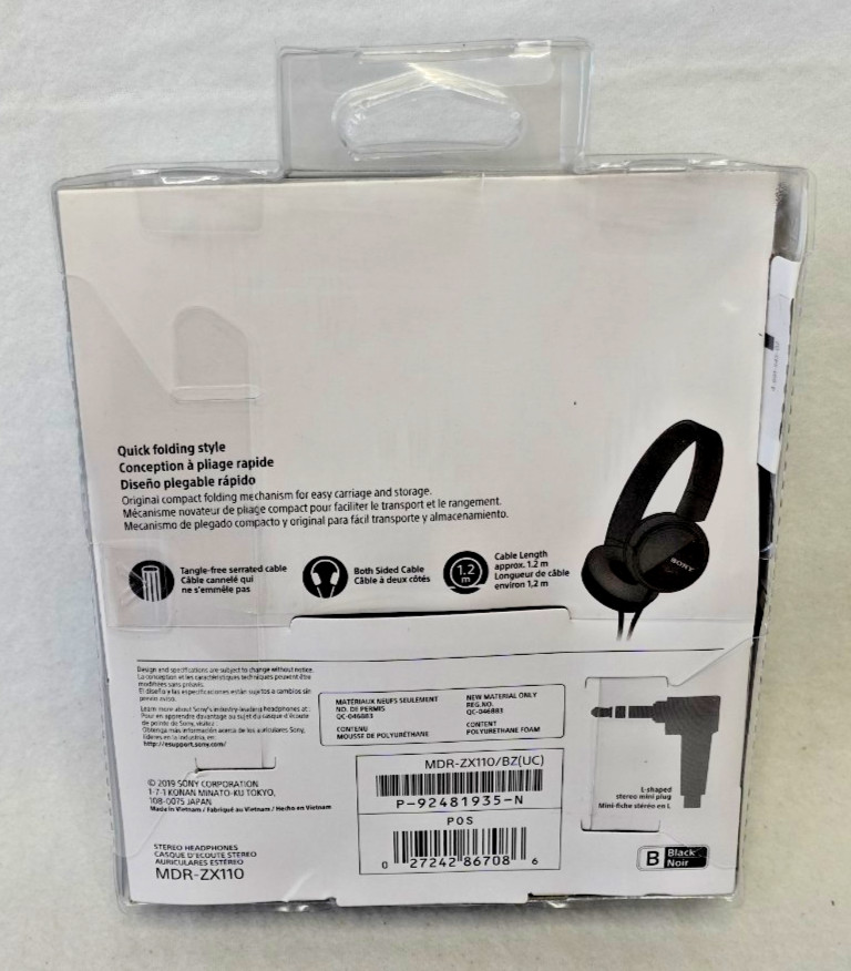 Sony MDRZX110 Monitor Headphones – Black NEW