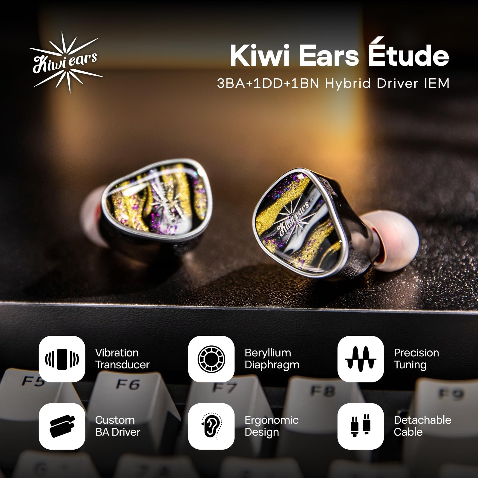 Linsoul Kiwi Ears Étude 3BA+1DD+1BN Hybrid Driver IEMs