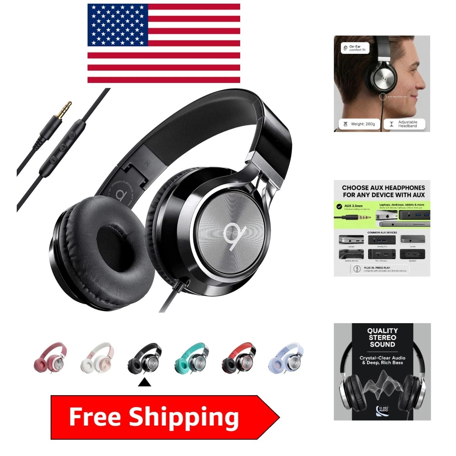 CL750 Wired Headphones with Mic – Noise Isolating Foldable Design for All Ages