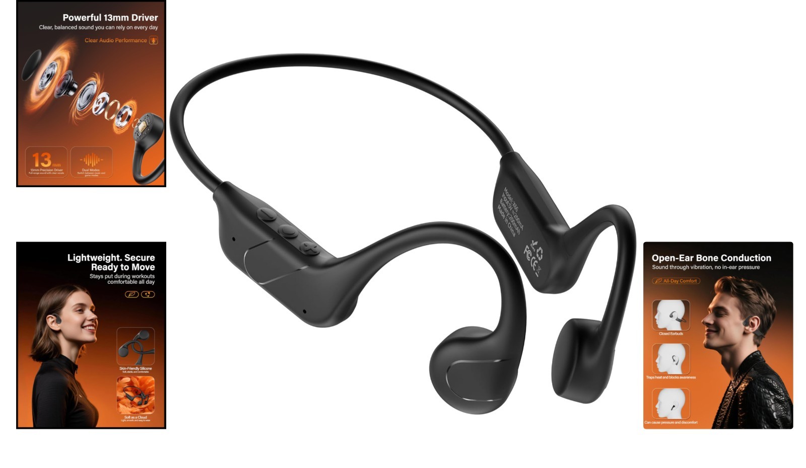 Next-Gen Bone Conduction Headphones – Open Ear Design, 33ft Bluetooth Range, 28g