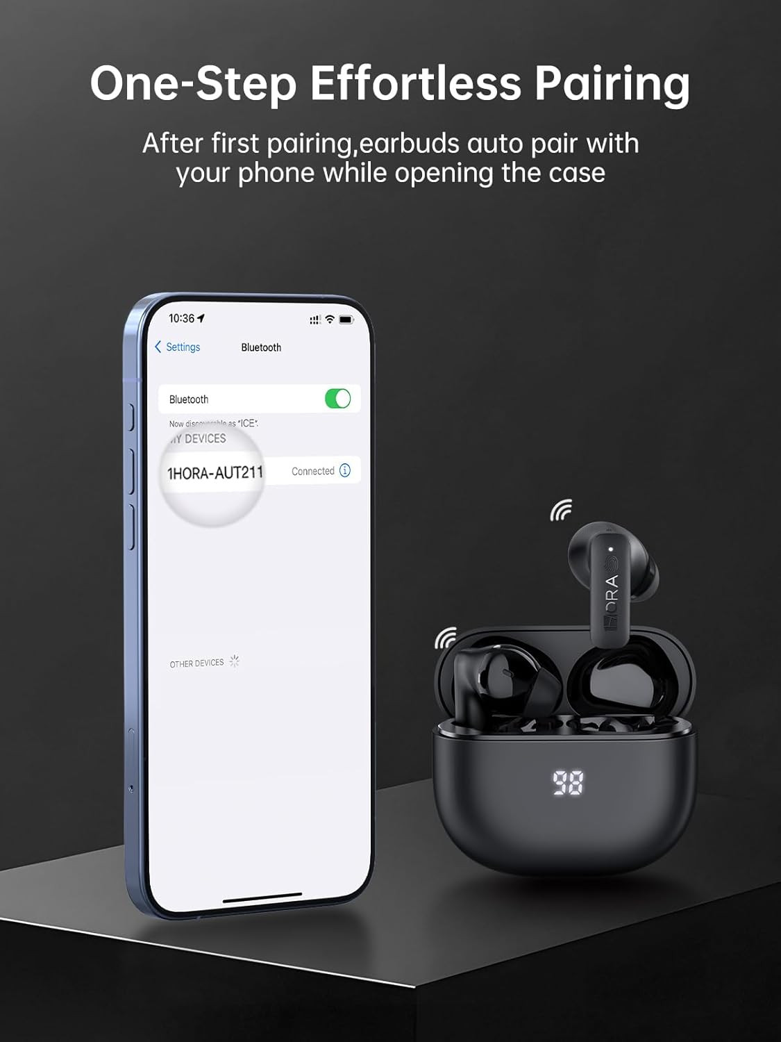 Active Noise Cancelling Wireless Earbuds, Built-In 4 Mics, Bluetooth 5.4 in Ear