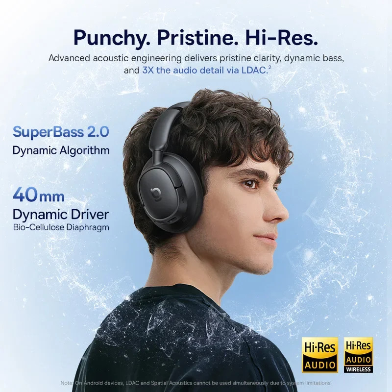 Baseus EH10 NC Wireless Headphones 45dB ANC Bluetooth 6.0 Hi-Res LDAC 80Hr