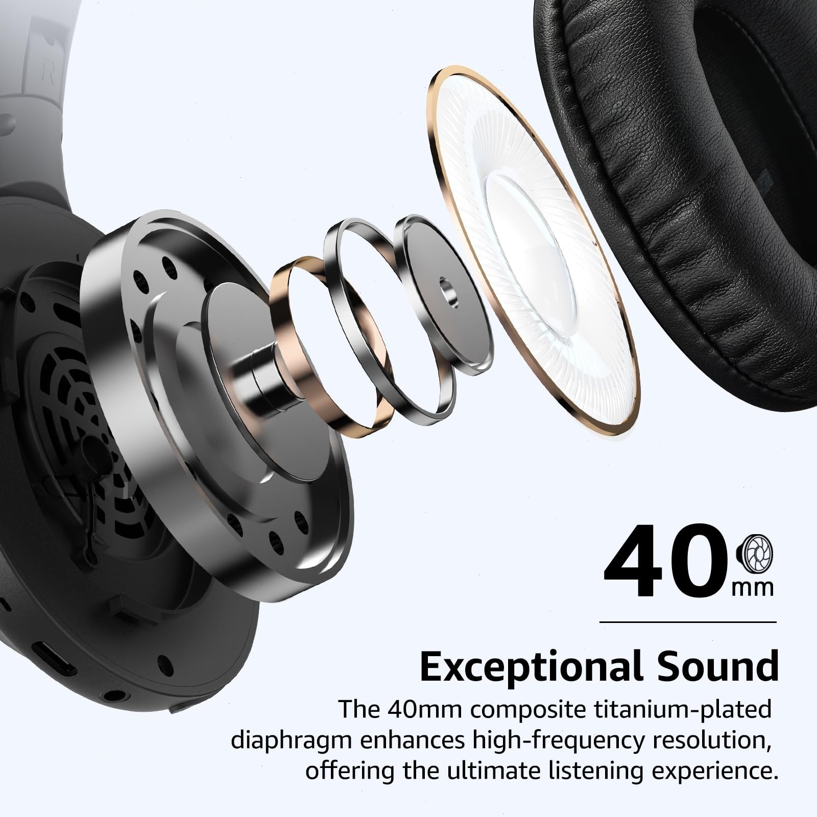 TOZO HA1 Over Ear Headphones Bluetooth 5.4 Headset Adjustable Headband