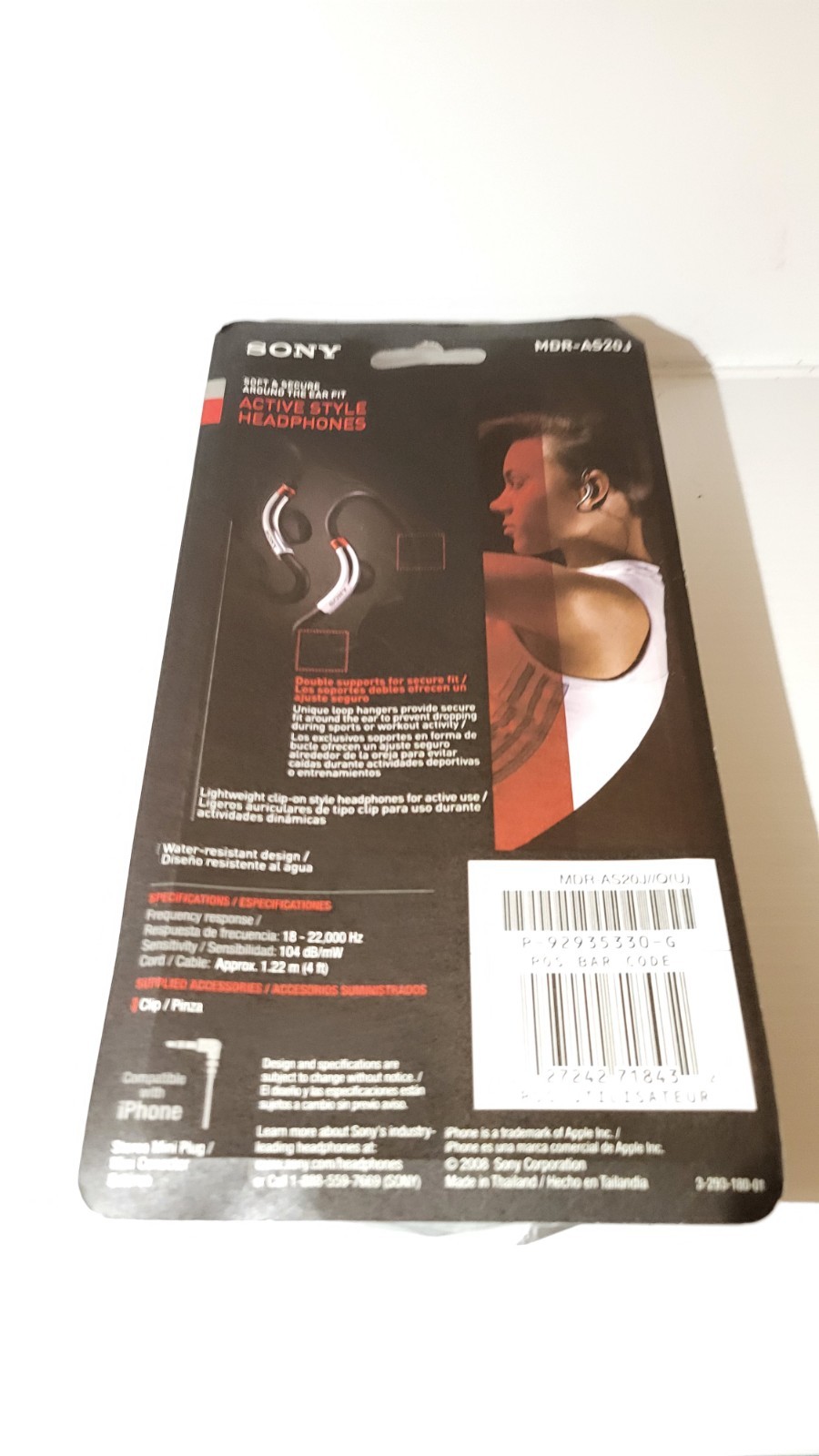 Sony MDR‑AS20J Sport Headphones • New NOS • Active Style Soft Loop Hangers