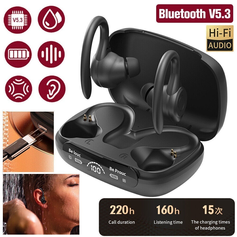 Bluetooth 5.3 Headset Wireless TWS Earphones Earbuds Stereo Headphones Ear Hook