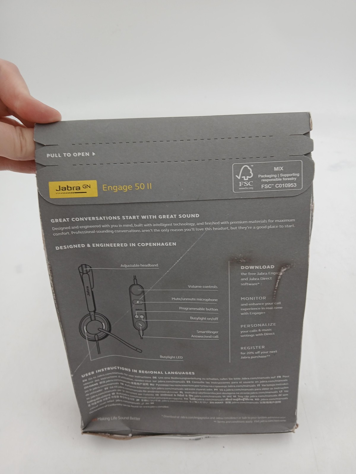 Jabra Engage 50 II USB-C Stereo Headset Black On Ear Boom Mic Inline Control