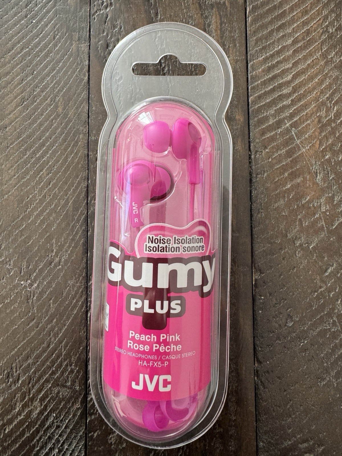JVC HAFX5P Gumy Plus In-Ear Earbuds Peach Pink