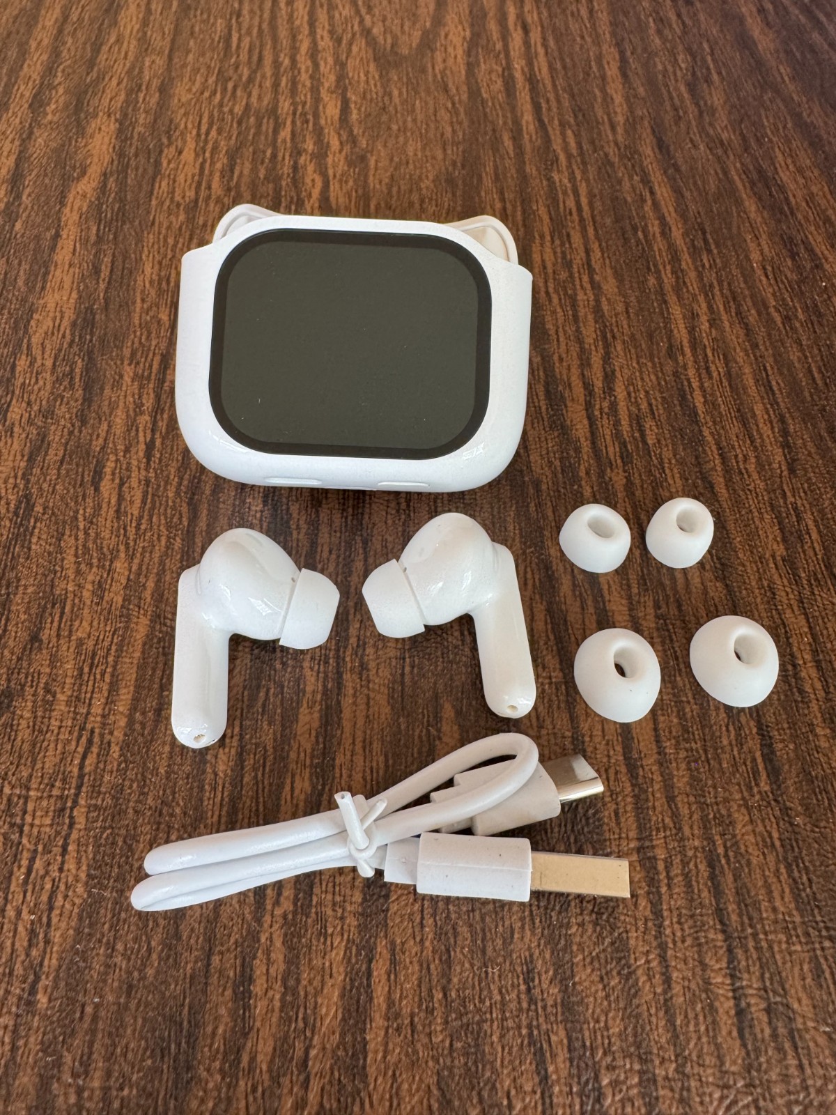 LCD Touch Screen ANC/ENC Noise Cancelling Earbuds IPX-6 Waterproof White