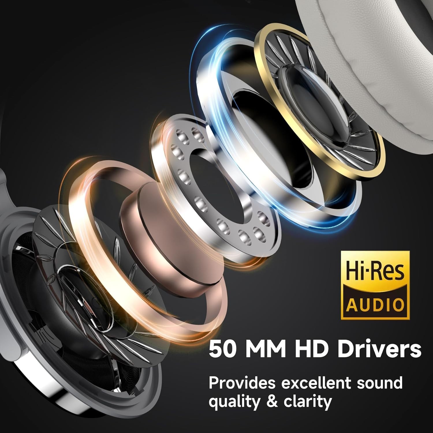 Wired Studio Monitor Headphones with Adjustable Fit and Sound Isolation – Silver