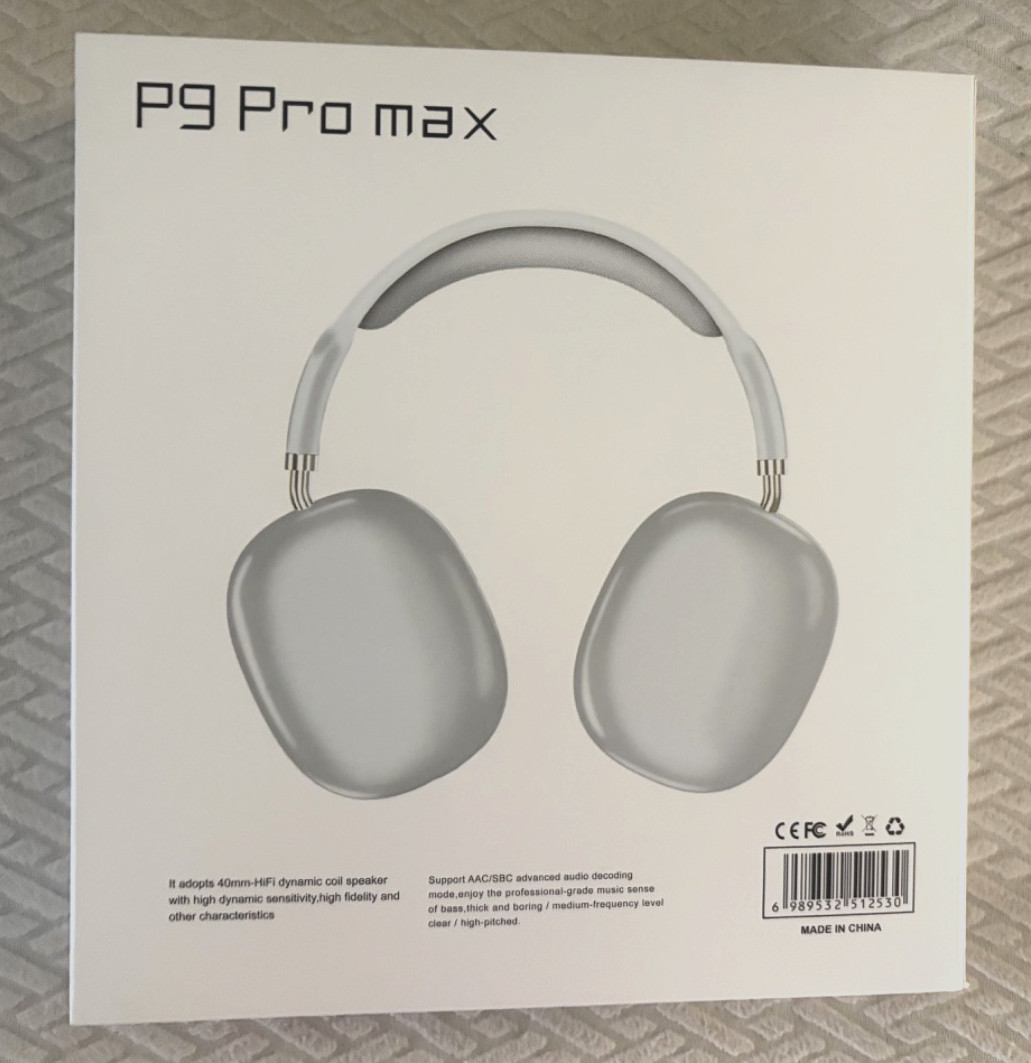 New P9 PRO MAX Headphones Noise Cancelling Bluetooth Earphones Silver/white