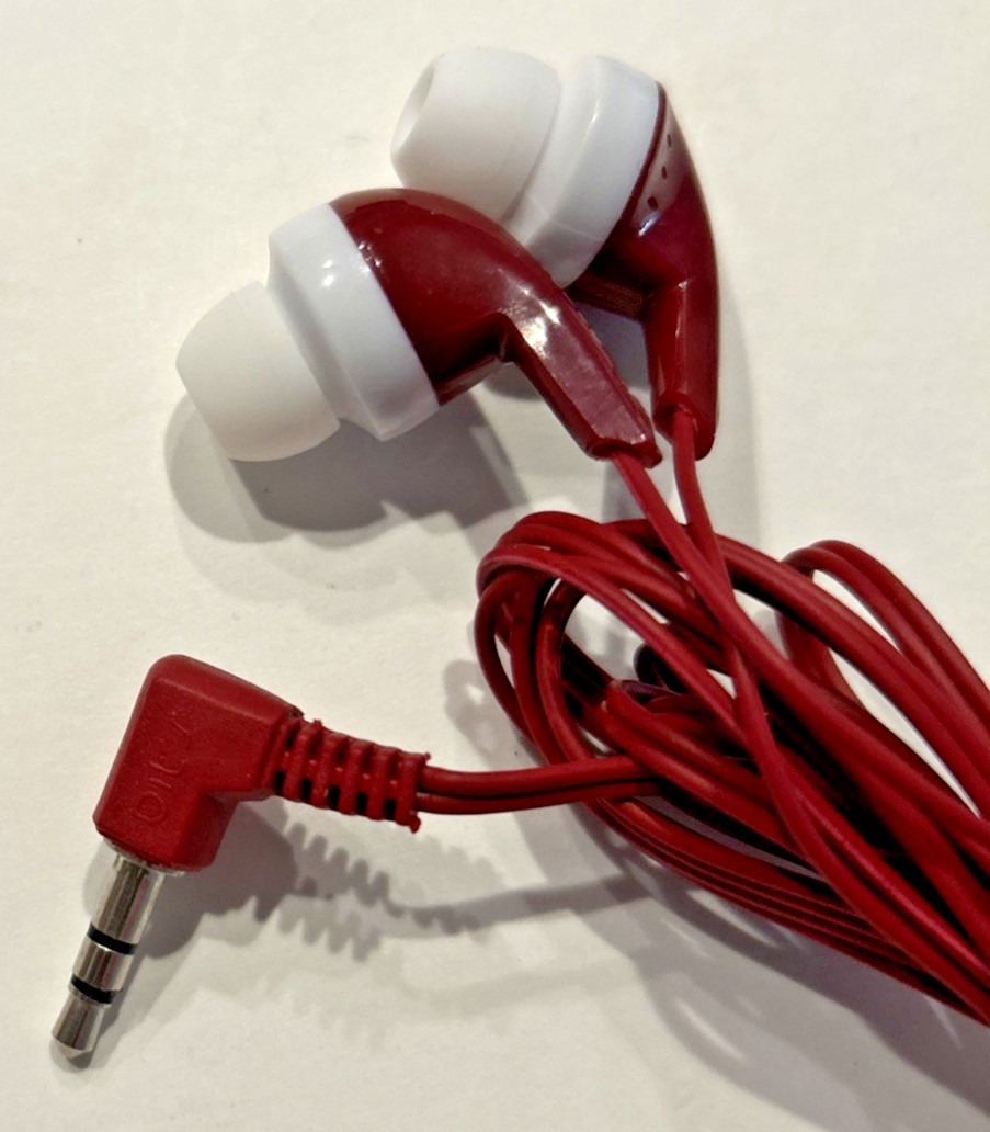 LOT OF 3 Wired Earbuds 3.5mm Jack Red Comfortable Silicone Ear Tips In-Ear Basic