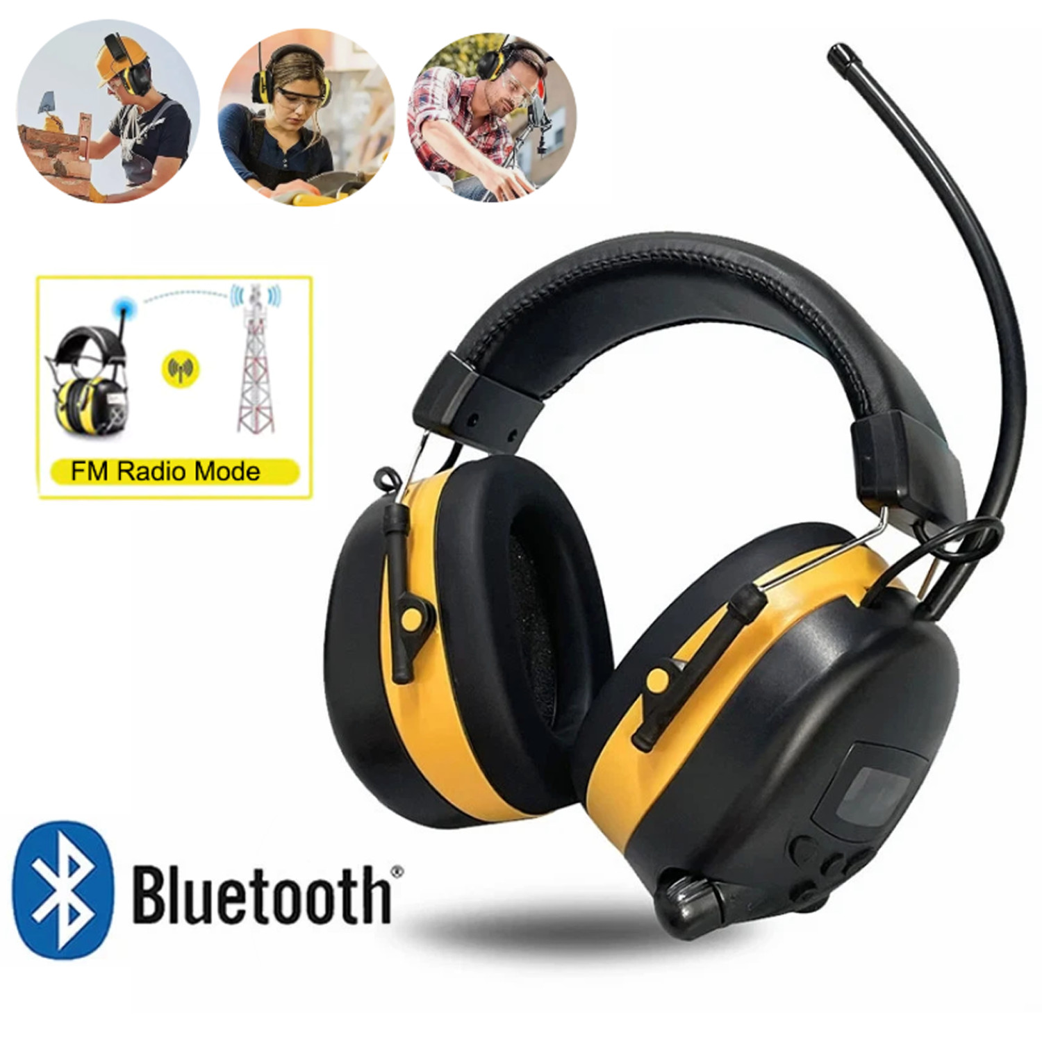 Digital Bluetooth FM Radio Headphones Ear Protection Safety Ear Muffs Electronic