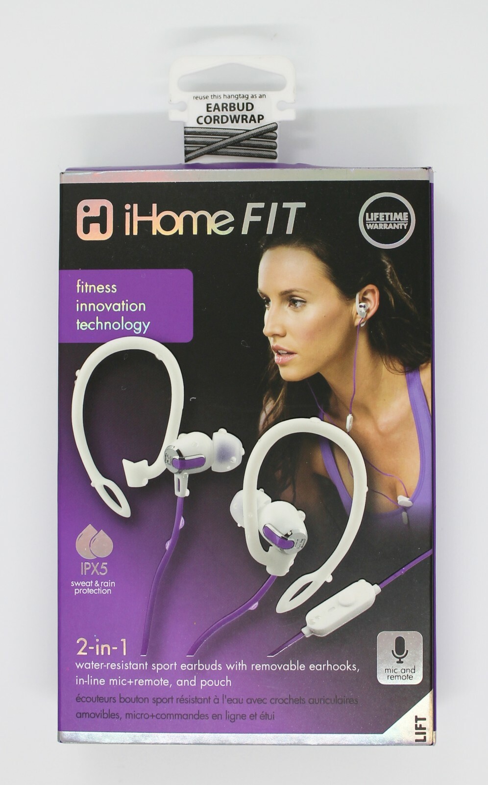 iHOME FIT Earphones IB21 Mic And Remote Purple Earbuds Wired Earphones NEW