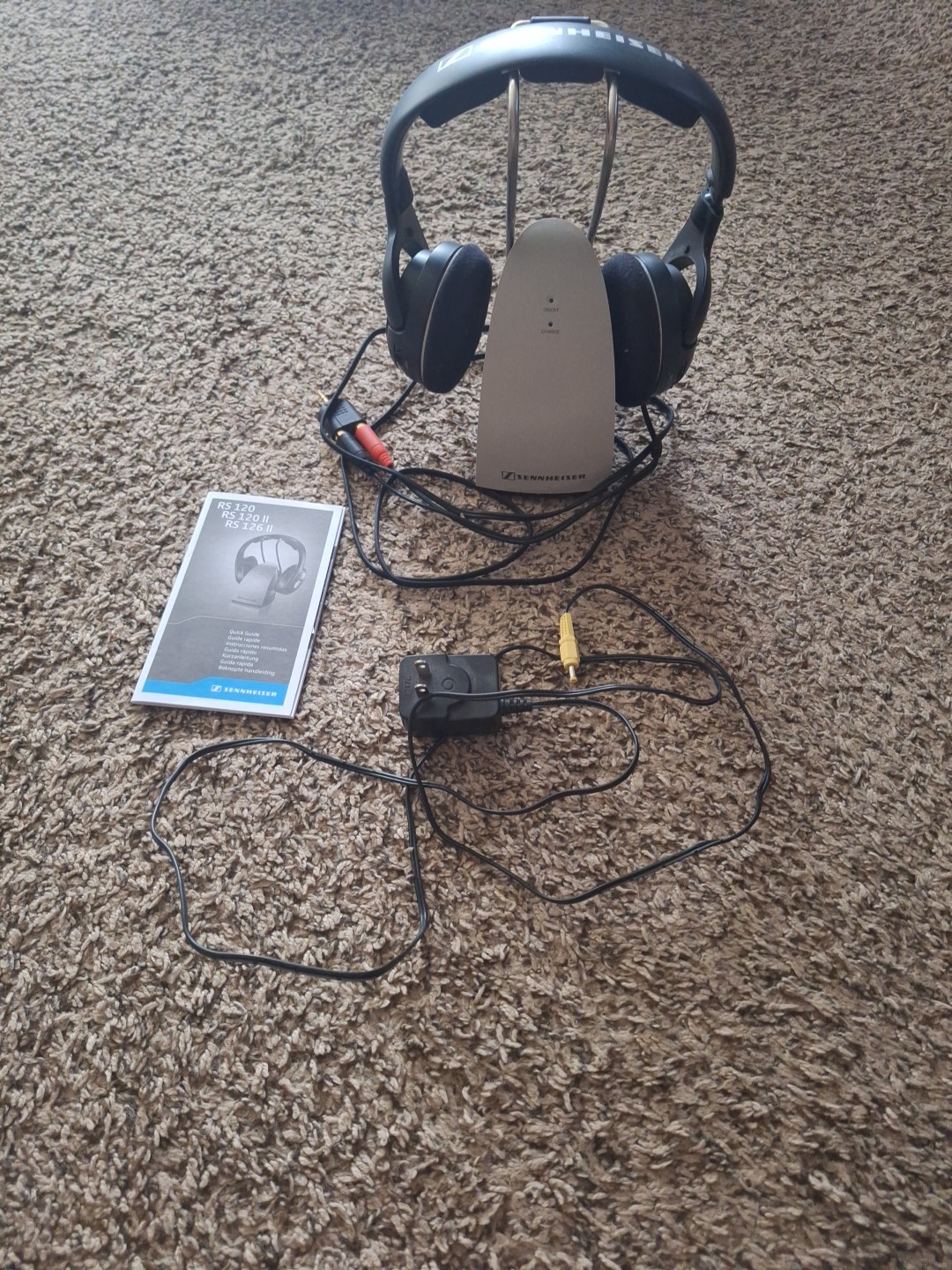 Sennheiser RS 120 Headphones Black On Ear Wireless With Dock Stand Rechargeable