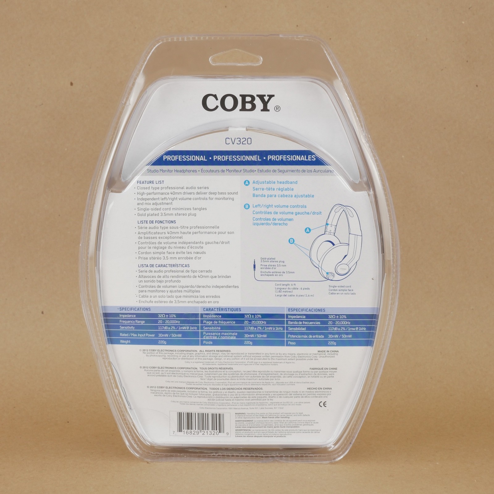 Coby Professional Studio Monitor Headphones CV320 SEE DESC