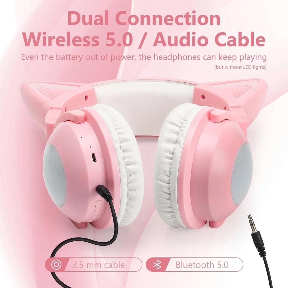 Cat Ear Bluetooth Headphones for Adult, Kids Lovely Headphones,Over Ear Wired…