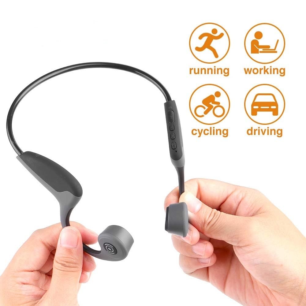 Bone Conduction Headphones Bluetooth 5.0 Open Ear Wireless Standard, Black