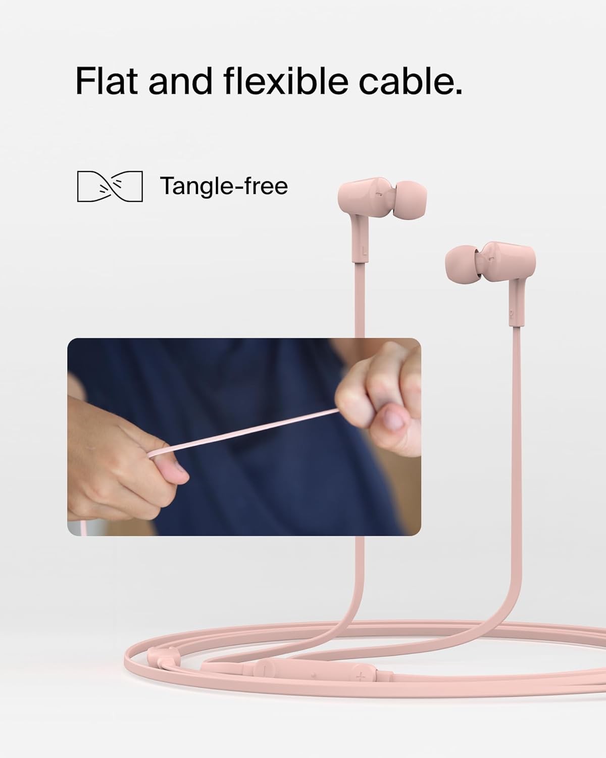 Belkin SoundForm Wired Earphones USB-C Volume Limited 85/100dB All Purpose Pink